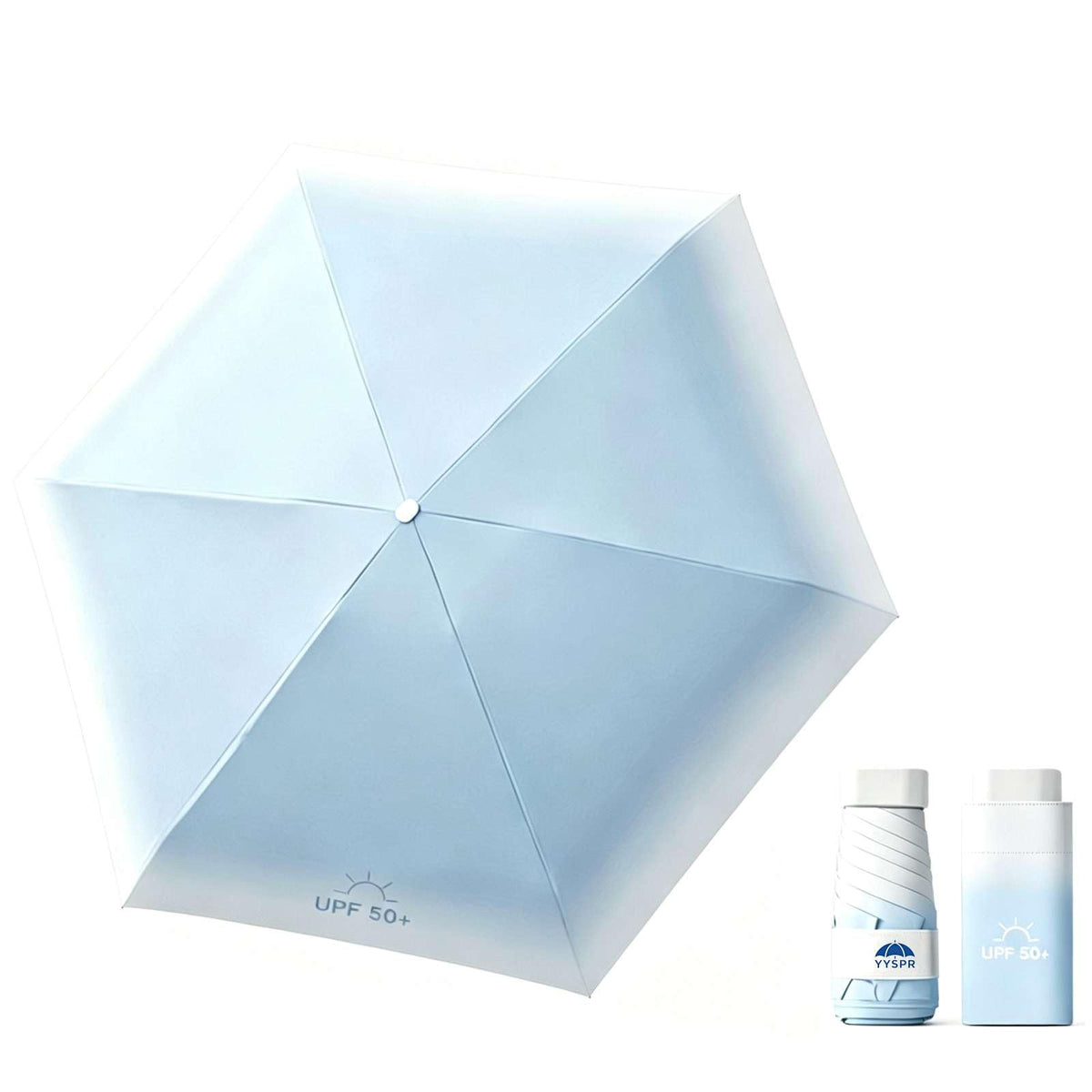 YYSPR Gradient Color UPF50+ 5-folding Mini Flat Pocket Umbrella