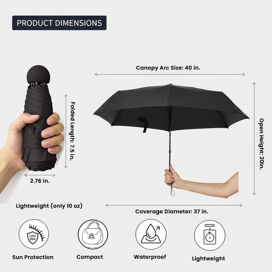 SIEPASA Mini Travel Umbrella, Compact UV Protection Sun & Rain Umbrella