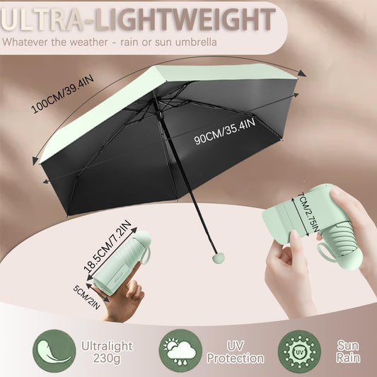 Mini Travel Folding Umbrella for Women, Kids/7cm Wide Strap/UPF50+/Compact