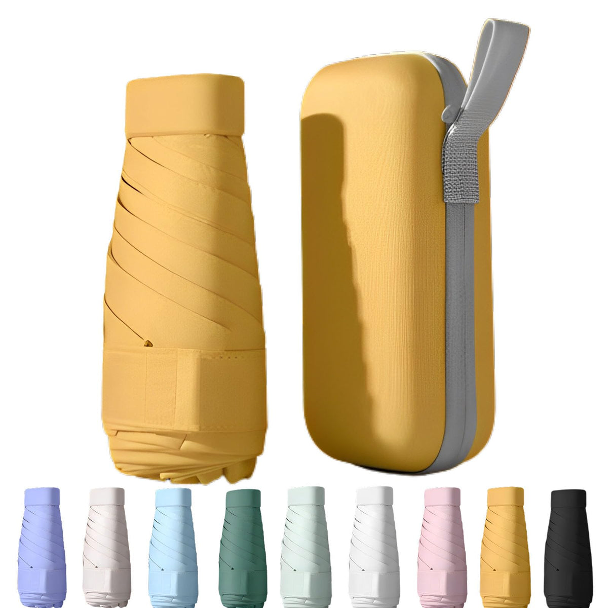 Mini Travel Sun Umbrella for Purse, UPF 50+ with Case