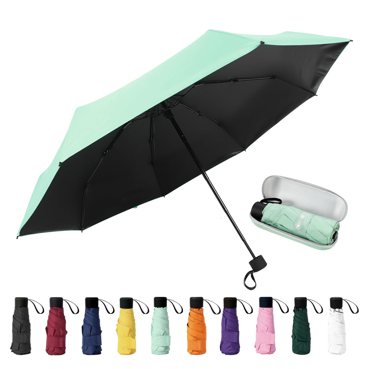 GAOYAING Compact Travel Umbrella with Case Sun&Rain Lightweight Small and Compact Suit for Pocket 34 Inches