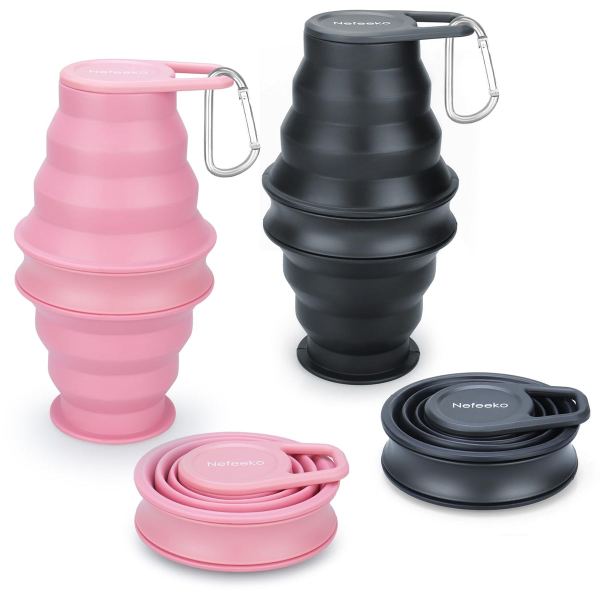 Nefeeko Collapsible Water Bottle, BPA Free Silicone Foldable Water Bottles