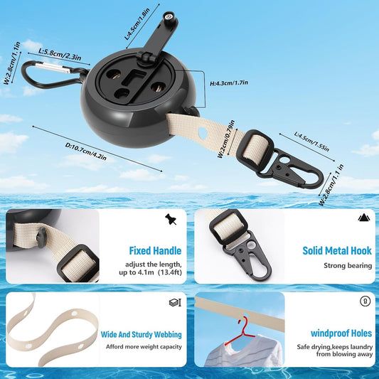 13ft Retractable Magnetic Clothesline for Cruise Ship Cabin Essentials