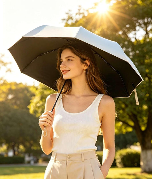 YYSPR Gradient Color UPF50+ 5-folding Mini Flat Pocket Umbrella