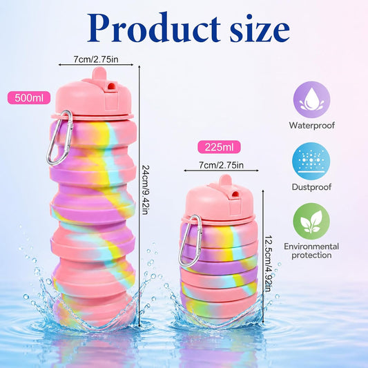 4PCS Foldable Water Bottles for Camping Hiking Travel Gym Sports,16oz