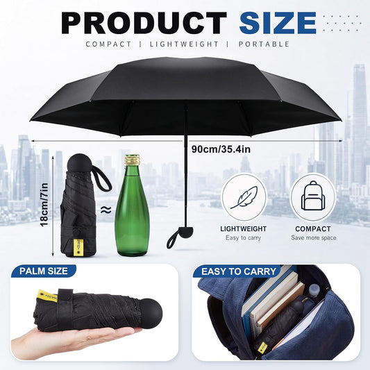 Amylove 24 Pack Mini Travel Umbrellas Bulk, Compact Lightweight Pocket Umbrella, UV Sun & Rain Protection Tiny Umbrella for Wedding Party Favors, Business Gifts, Corporate Bulk Supplies