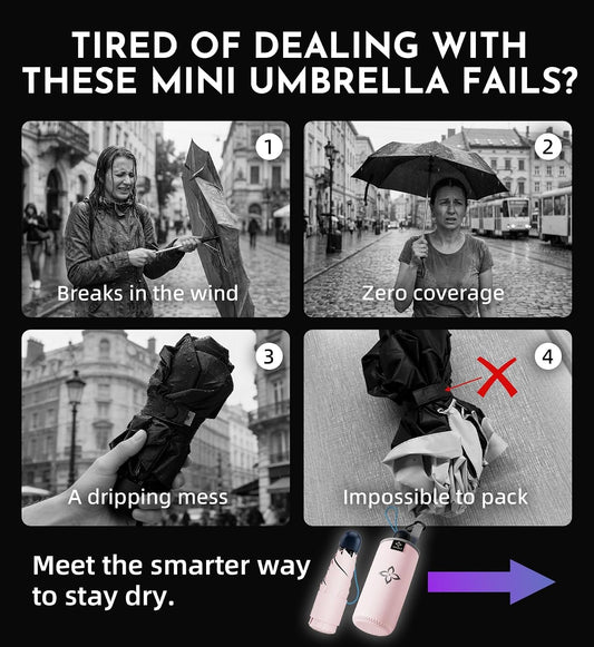 Umbrella Travel Size Mini Umbrella with UPF 100+ UV Rain Protection