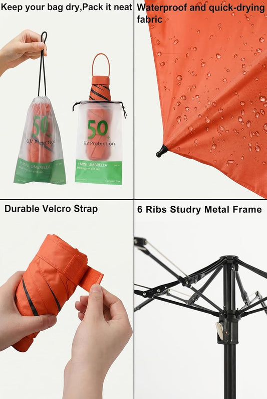 BAODINI Travel Mini Umbrella With UV Sun Protection, Compact Pocket Size