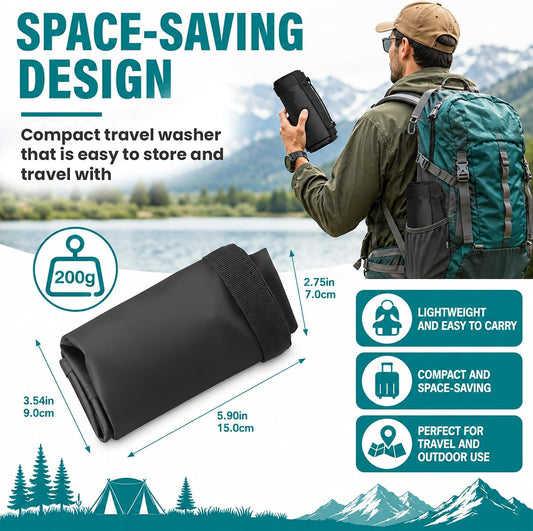Travel Washing Machine & Retractable Clothesline - Hand Washing Machine & Portable Clothes Washer - Durable Travel Laundry Wash Bag & Camping Washing Machine - Portable Manual Clothes Washer