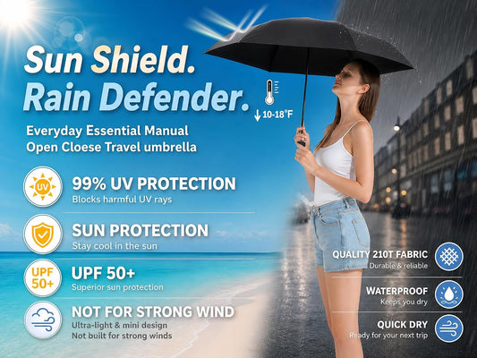 BAODINI Mini Travel Umbrella with UV Sun Protection, Compact Pocket-Size