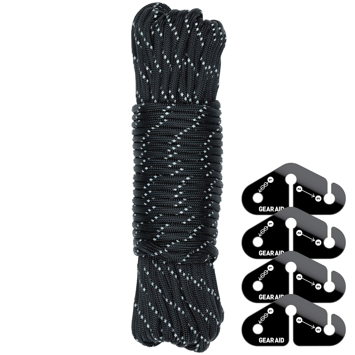 GEAR AID Taut Line Kit with 550 Paracord for Hanging Gear on a Travel Clothesline, Black