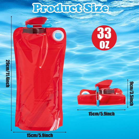 4 Pack Collapsible Foldable Water Bottles, 34oz Leakproof