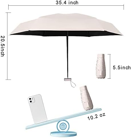 ESUFEIR Mini Sun Umbrella for Purse With Case
