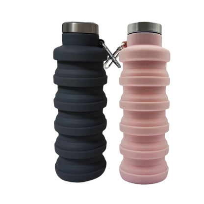 Collapsible Water Bottles 2 pack 17oz (Black+Purple)