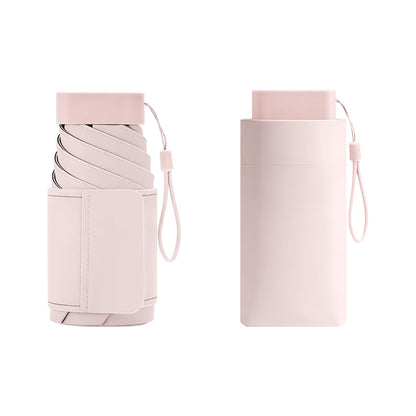 erised's bifrost Mini Travel Folding Umbrella, Small Compact and Lightweight/Wide Umbrella Strap/Flat Handle/Sun Rain/UPF 50+/UV Protection/Waterproof/6 Ribs/Cute/Kids/Women