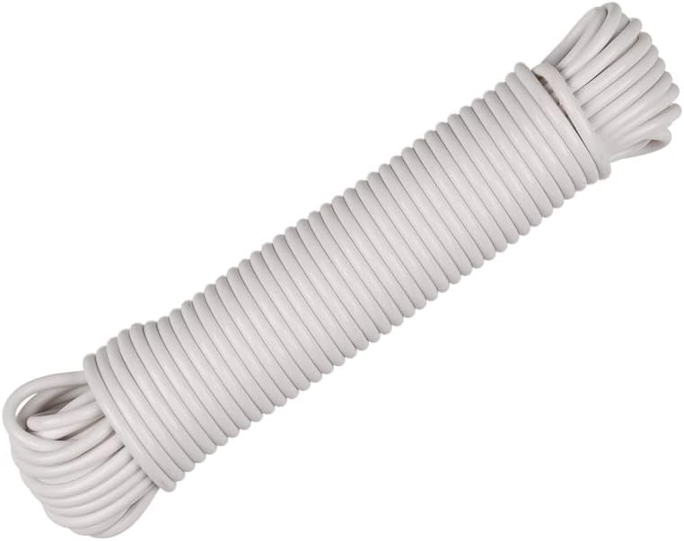 West Coast Paracord’s Plastic Coated Clothesline – Synthetic Fiber Core – All Purpose Laundry Line Dryer Rope – Strong and Durable – Crafting and DIY Projects- (5/32 Inch, 100 FT) White
