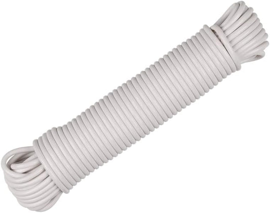 West Coast Paracord’s Plastic Coated Clothesline – Synthetic Fiber Core – All Purpose Laundry Line Dryer Rope – Strong and Durable – Crafting and DIY Projects- (5/32 Inch, 100 FT) White