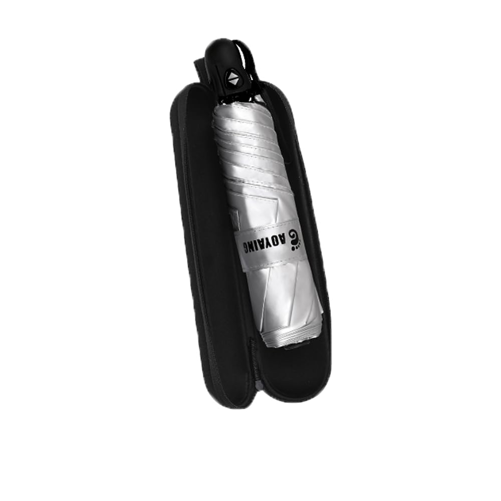 GAOYAING Compact Auto Travel Umbrella - 10.3" Folded, UPF 50+ UV Protection, Lightweight 9.3oz with Case