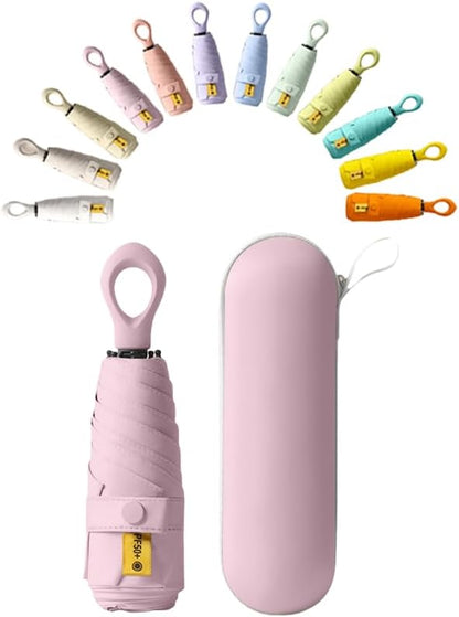 Mini Sun Travel Folding Umbrella Ring handle UPF 50 Men Women Kids