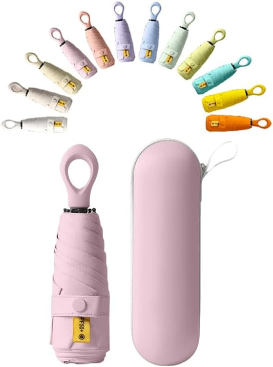 Mini Sun Travel Folding Umbrella Ring handle UPF 50 Men Women Kids