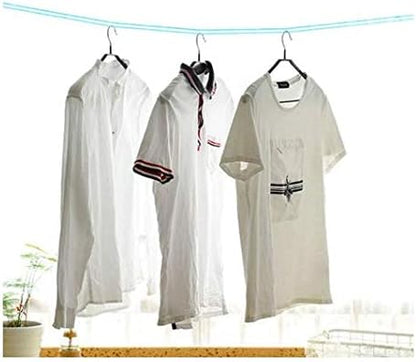 Long Compact Lightweight Camping Hiking Travel Portable Adjustable Rustproof Non-Slip Laundry Hanger Clothesline 16.5' Feet w/Bonus Plastic Clothes Clips and Mesh Zipper Pouch
