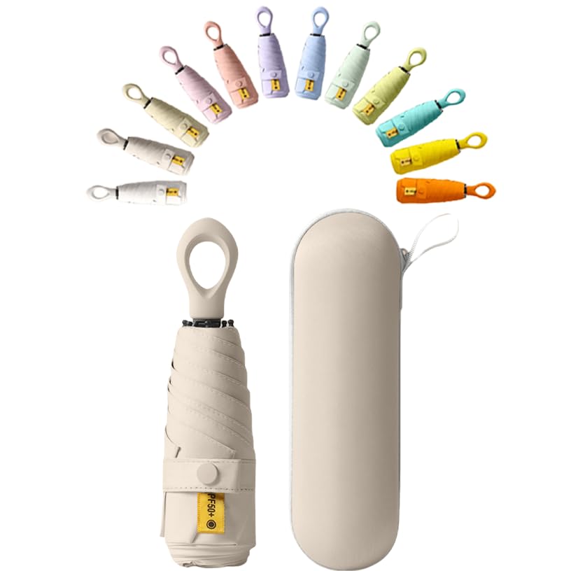 Mini Sun Travel Folding Umbrella Ring handle UPF 50 Men Women Kids