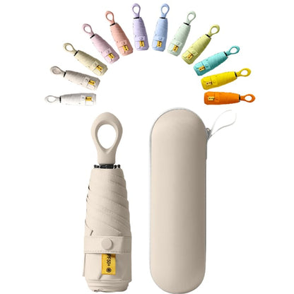 Mini Sun Travel Folding Umbrella Ring handle UPF 50 Men Women Kids