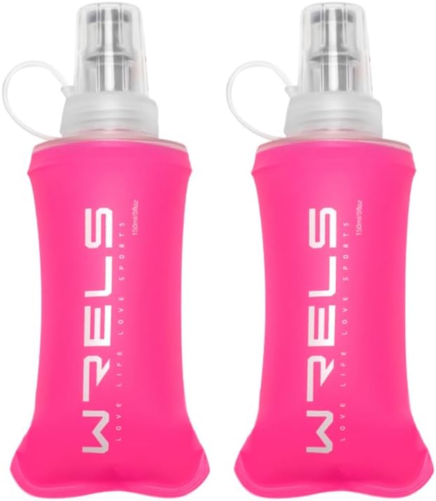 WRELS TPU Soft Flask Lightweight Portable Reusable Water Bottle,BPA Free Collapsible Flask for Hydration Pack in Running Hiking Cycling and Marathon