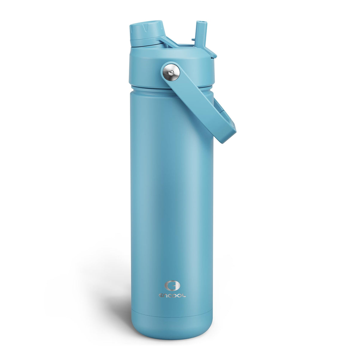 ENCOOL Insulated Water Bottle with Straw Stainless Steel Water Bottle, Leak-Proof, BPA-Free, Double Wall Vacuum Keeps Cold for 24 Hours for Sports, Travel, School (26 oz, Black Night)