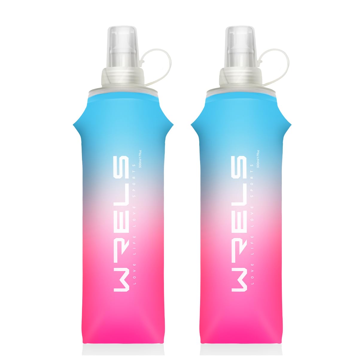 WRELS TPU Soft Flask Lightweight Portable Reusable Water Bottle,BPA Free Collapsible Flask for Hydration Pack in Running Hiking Cycling and Marathon