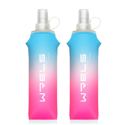 WRELS TPU Soft Flask Lightweight Portable Reusable Water Bottle,BPA Free Collapsible Flask for Hydration Pack in Running Hiking Cycling and Marathon