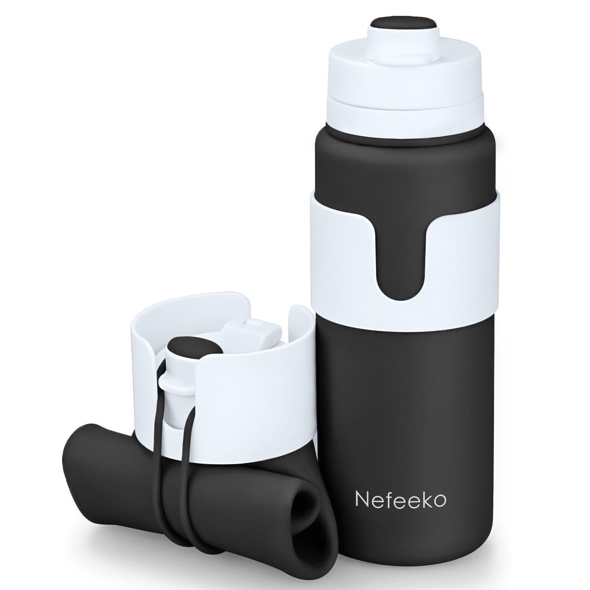 Nefeeko Collapsible Water Bottle, BPA Free 26oz Silicone Water Bottles