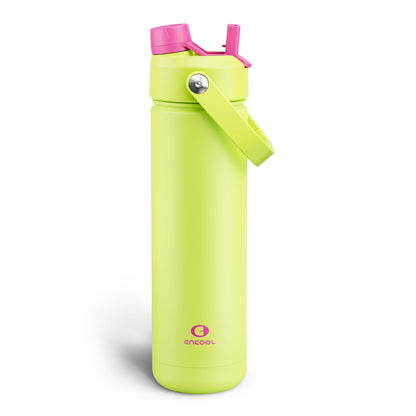 ENCOOL Insulated Water Bottle with Straw Stainless Steel Water Bottle, Leak-Proof, BPA-Free, Double Wall Vacuum Keeps Cold for 24 Hours for Sports, Travel, School (26 oz, Black Night)