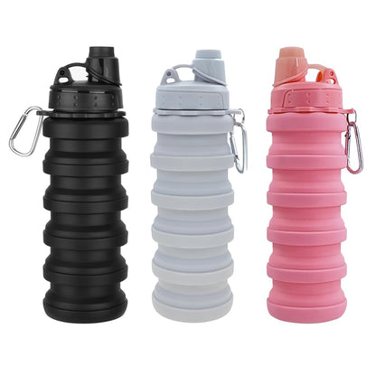 Collapsible Water Bottles 4 Pack 500ml (Grey+Purple+Blue+Pink)