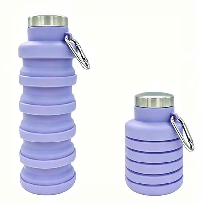 YCT Collapsible Water Bottle 17oz（500ml），Travel Portable Sport Water Bottle，Reusable Silicone Foldable Water Bottles for Gym Camping Hiking (Purple+Black)
