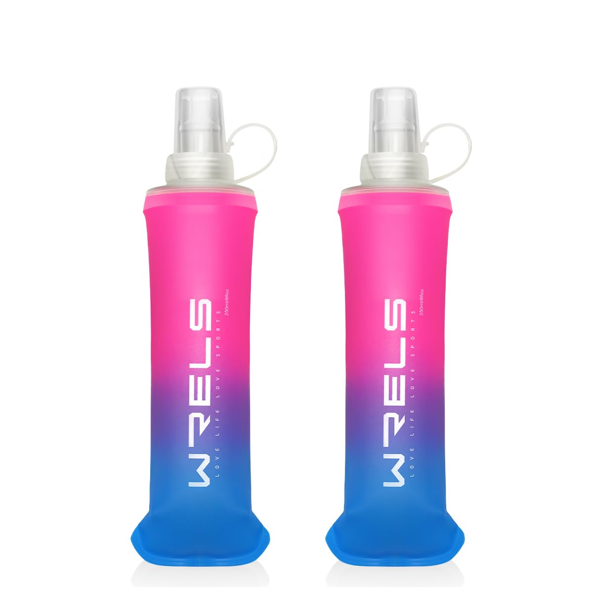WRELS TPU Soft Flask Lightweight Portable Reusable Water Bottle,BPA Free Collapsible Flask for Hydration Pack in Running Hiking Cycling and Marathon
