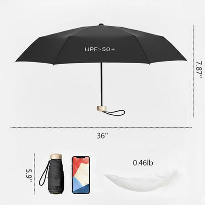 Windproof Mini Travel Folding Umbrella, UPF 50+ Sun & Rain Protection