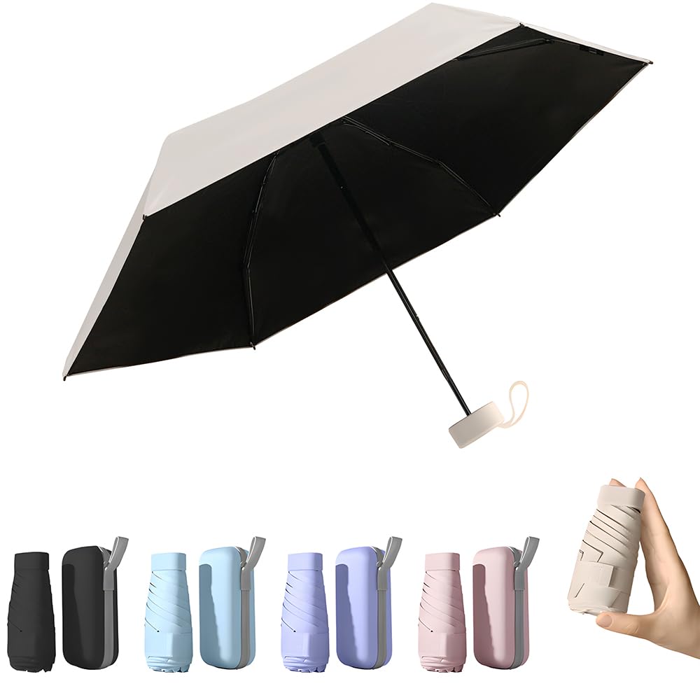 TOPSAIL Mini Umbrella for Travel, UPF 50+ UV Sun & Rain Protection, Compact 6k Folding Pocket Umbrella with Case for Purse, Backpack