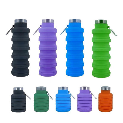 Collapsible Water Bottles 2 pack 17oz (Black+Purple)