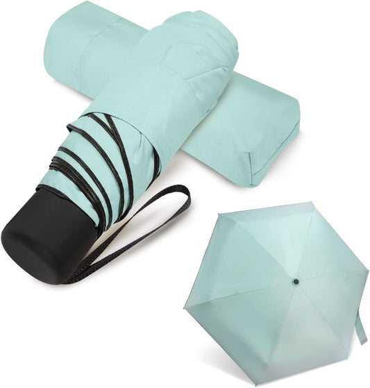 WAUPPY Small Travel Umbrella Compact for UV Protection Light Purse Size Umbrellas for Sun Rain Portable for Backpack