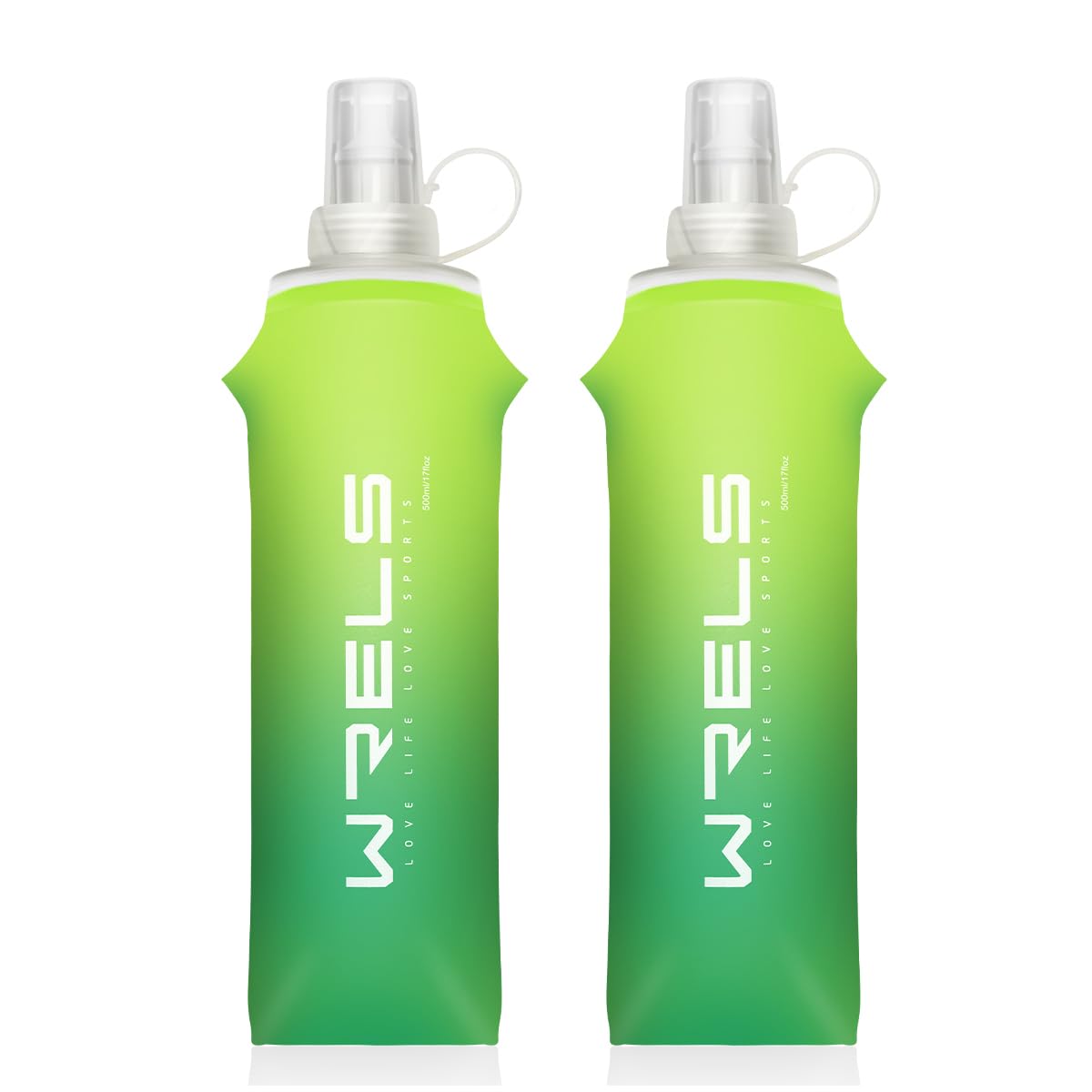 WRELS TPU Soft Flask Lightweight Portable Reusable Water Bottle,BPA Free Collapsible Flask for Hydration Pack in Running Hiking Cycling and Marathon