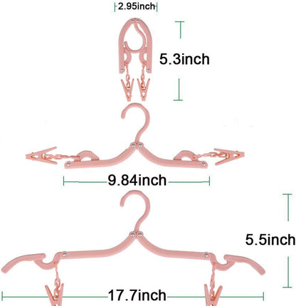Foldable Multicolor Hangers12Pcs with 24Pcs Clips and 1Pcs Clothesline