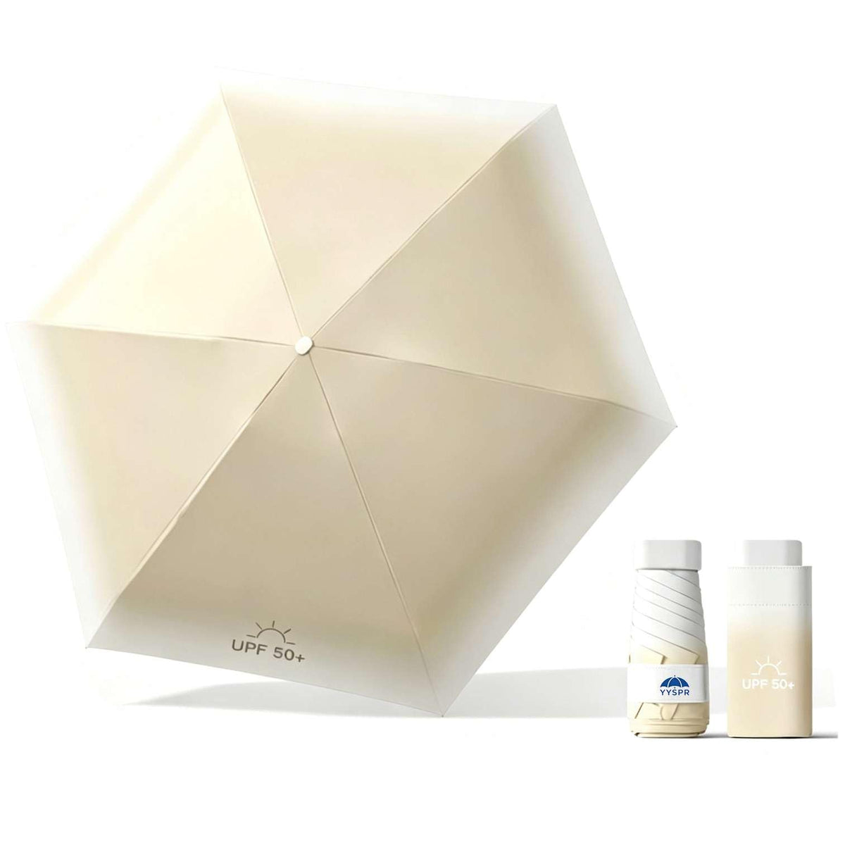 YYSPR Gradient Color UPF50+ 5-folding Mini Flat Pocket Umbrella