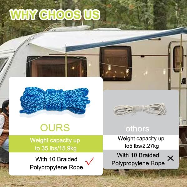 SEESE Rope Tightening Tool & Tensioner: Retractable Rope with Alloy Buckle for Outdoor Enthusiasts - Perfect for Camping Tent Building, Tarp Tie Downs, Hammock Installation & Outdoor Gear Securing (3)