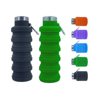 Collapsible Water Bottles 2 pack 17oz (Black+Purple)