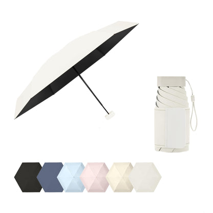 erised's bifrost Mini Travel Folding Umbrella, Small Compact and Lightweight/Wide Umbrella Strap/Flat Handle/Sun Rain/UPF 50+/UV Protection/Waterproof/6 Ribs/Cute/Kids/Women