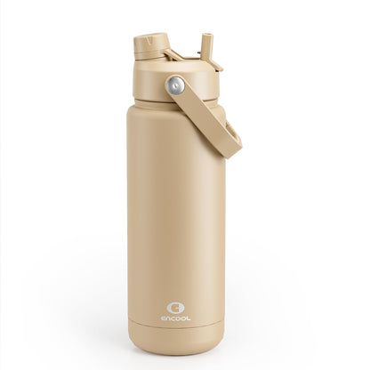 ENCOOL Insulated Water Bottle with Straw Stainless Steel Water Bottle, Leak-Proof, BPA-Free, Double Wall Vacuum Keeps Cold for 24 Hours for Sports, Travel, School (26 oz, Black Night)