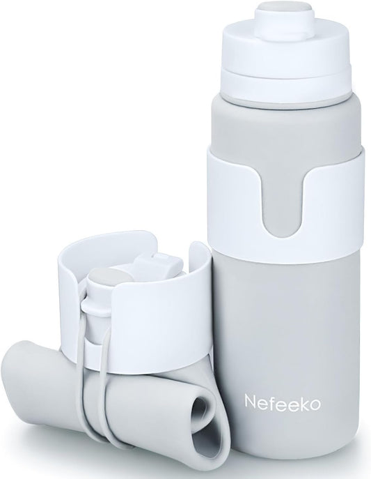Nefeeko Collapsible Water Bottle, BPA Free 26oz Silicone Water Bottles