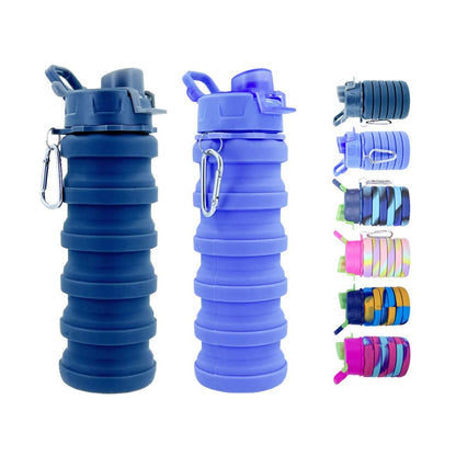 Collapsible Water Bottles 3 Pack 500ml (Black+Purple+Blue)