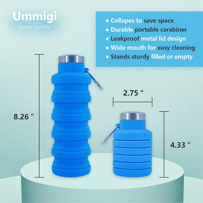 Collapsible Water Bottles 2 pack 17oz (Black+Purple)